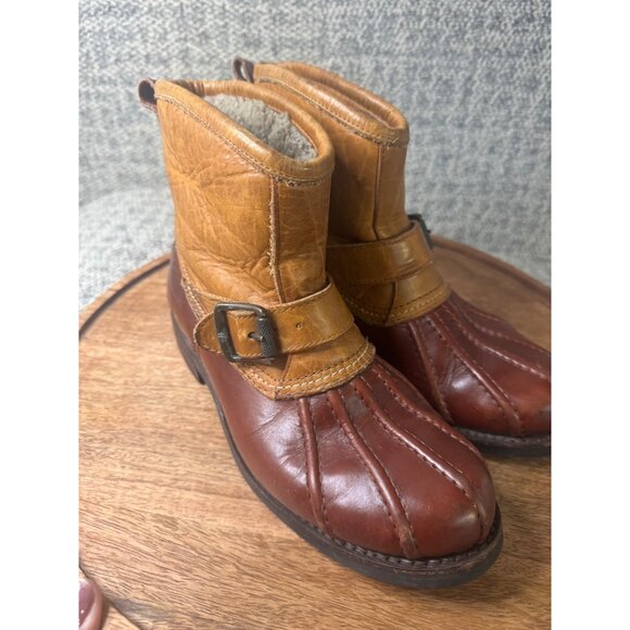 Vintage Frye Leather Duck Boots With Buckle Detail & Warm Lining .Size 7 - Picture 1 of 13